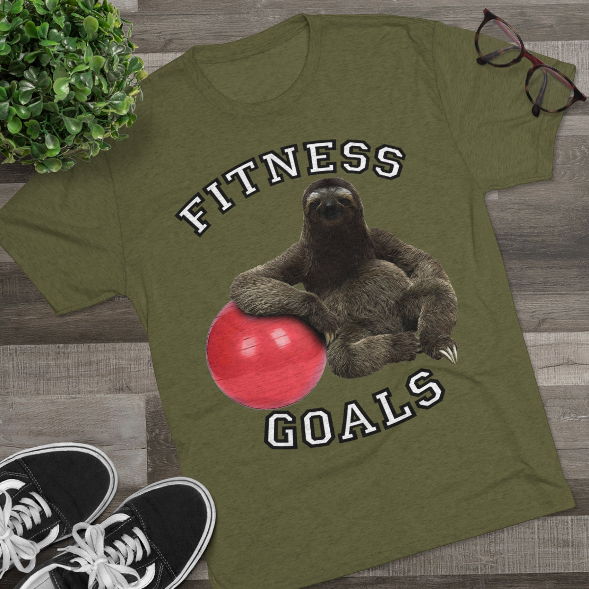 Fitness Goals Sloth w/ Yoga Ball - MenBrainStorm Tees