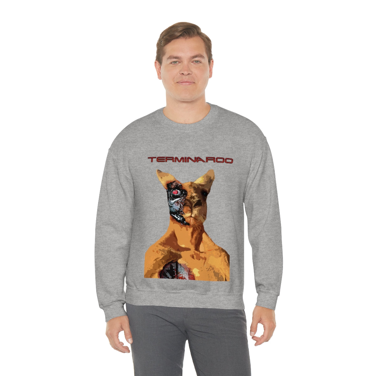 The Terminator Kangaroo Headshot- Unisex Heavy Blend™ Crewneck Sweatshirt