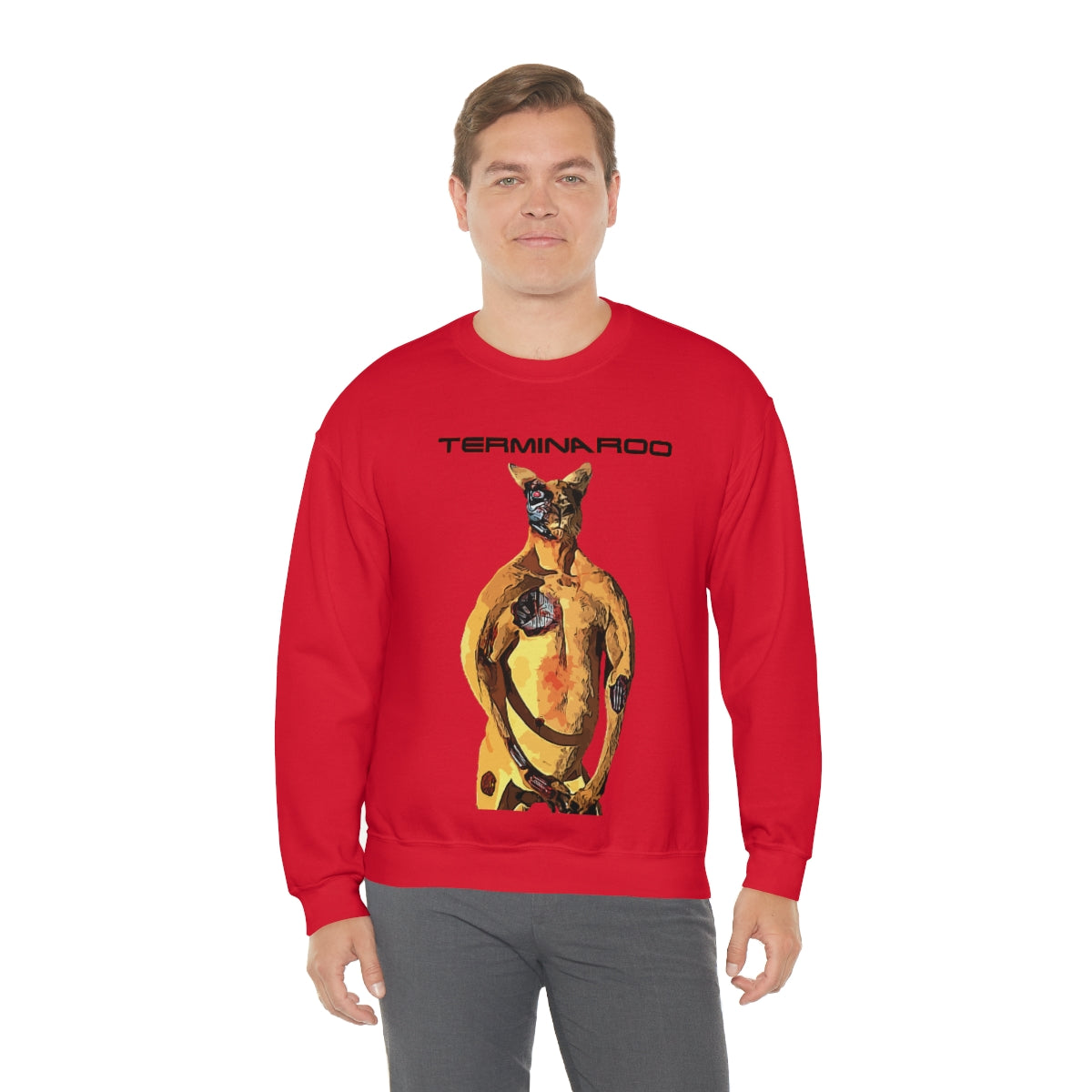 The Terminator Kangaroo aka The Terminaroo Headshot- Unisex Heavy Blend™ Crewneck Sweatshirt