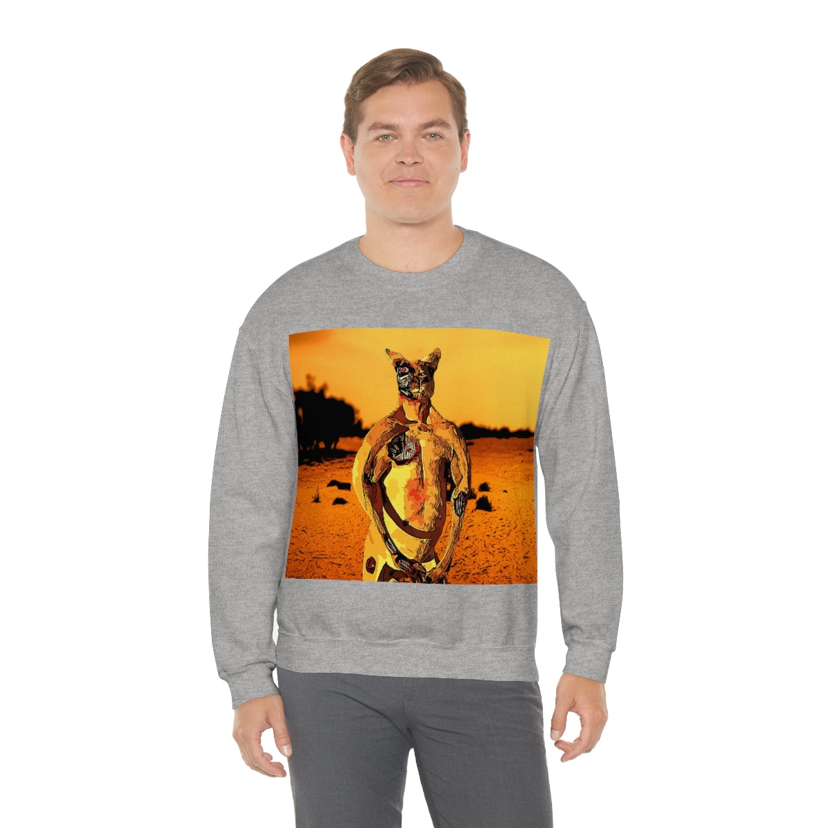 The Terminator Kangaroo in the Aussie Outback- Unisex Heavy Blend™ Crewneck Sweatshirt