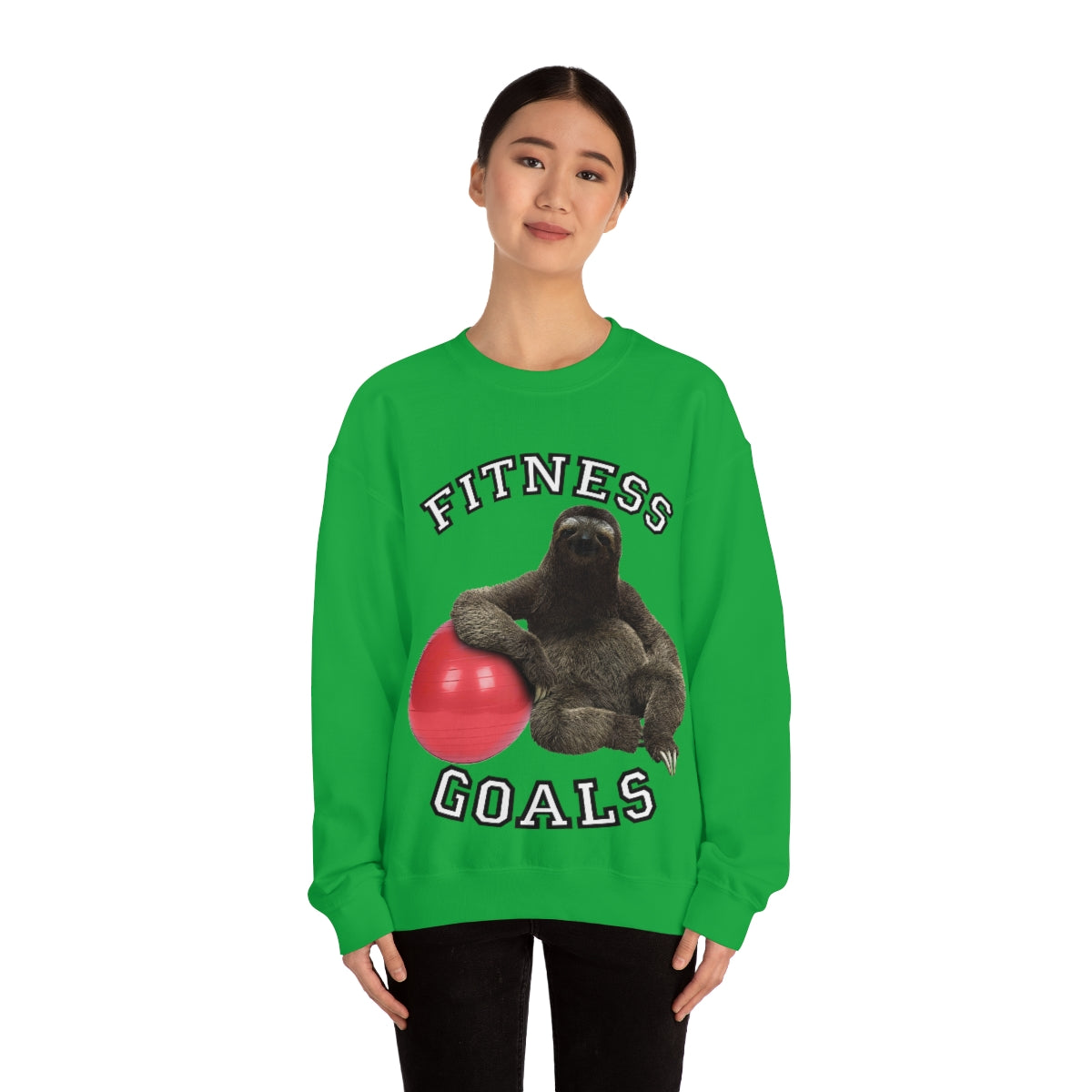 Fitness Goals Sloth with a Yoga Ball- Unisex Heavy Blend™ Crewneck Sweatshirt