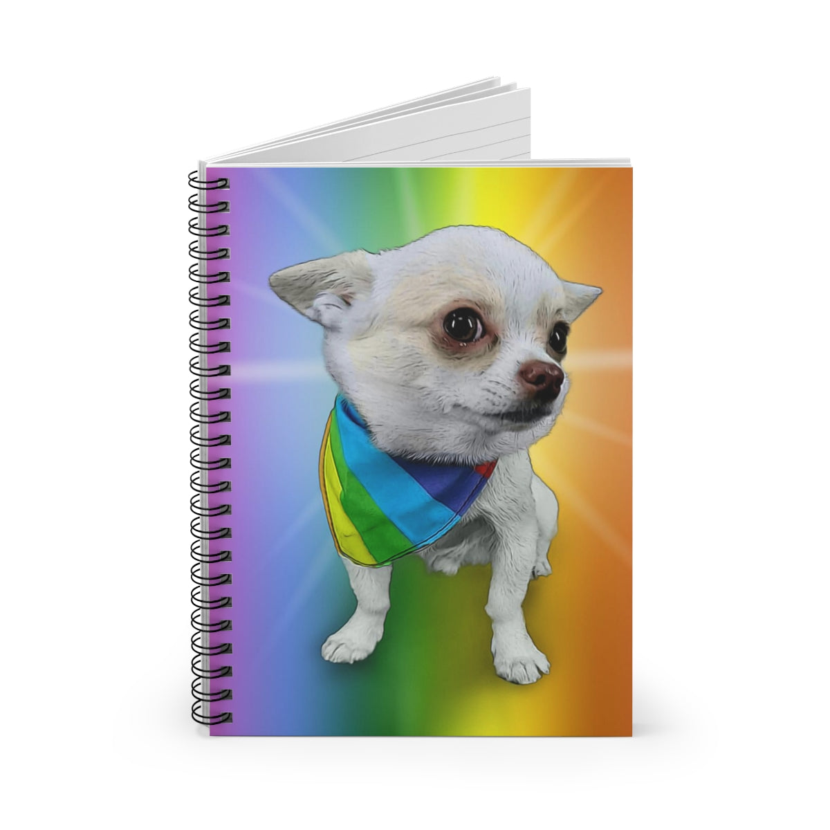 Toby the Chihuahua- Rainbow Pride -Spiral Notebook - Ruled LineBrainStorm Tees