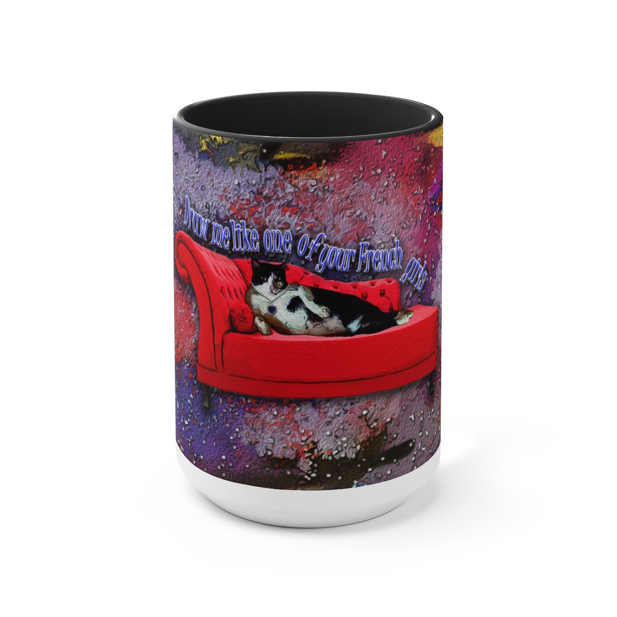 Titanic Chonky Cat Two-Tone Coffee Mugs, 15ozBrainStorm Tees