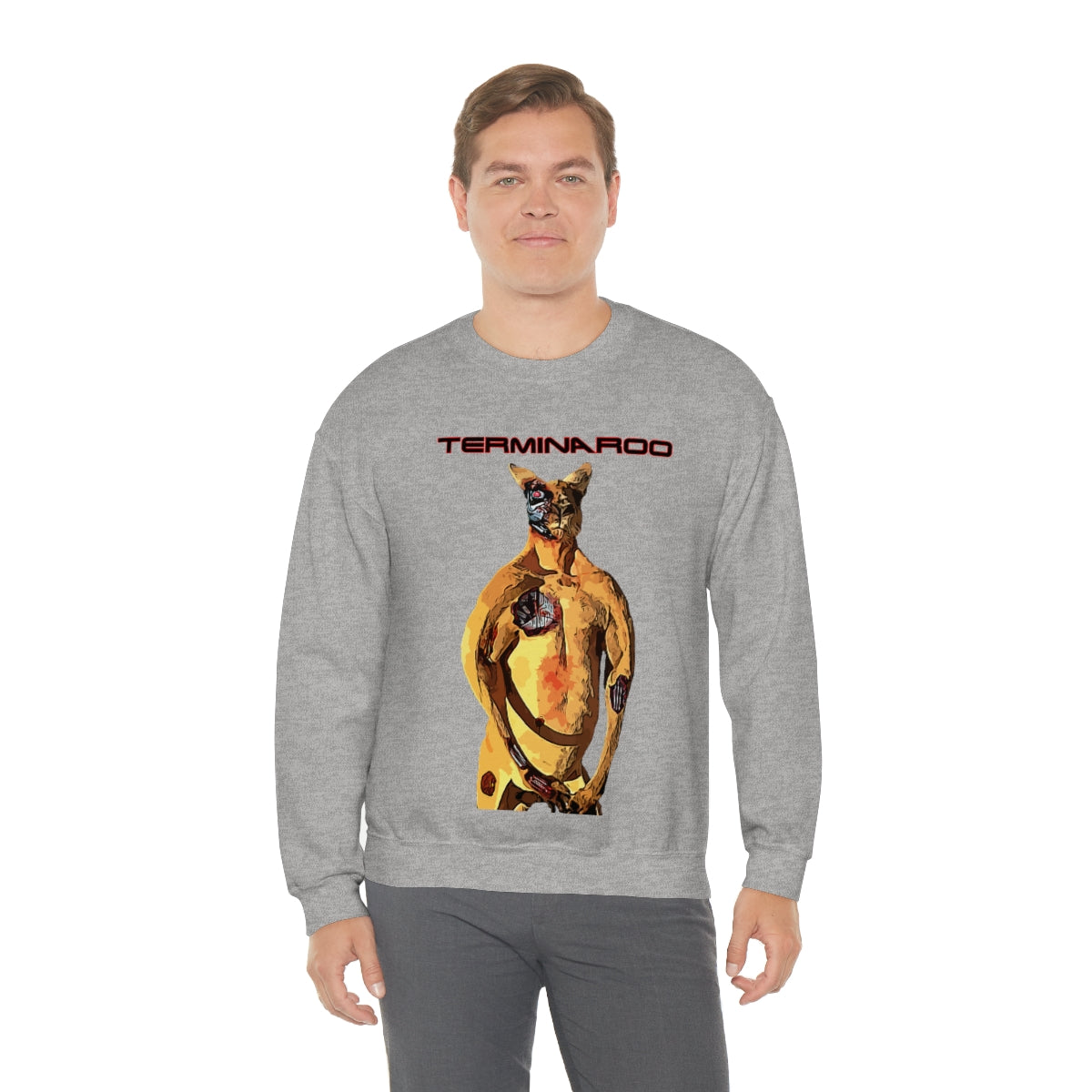 The Terminator Kangaroo aka The Terminaroo Headshot- Unisex Heavy Blend™ Crewneck Sweatshirt