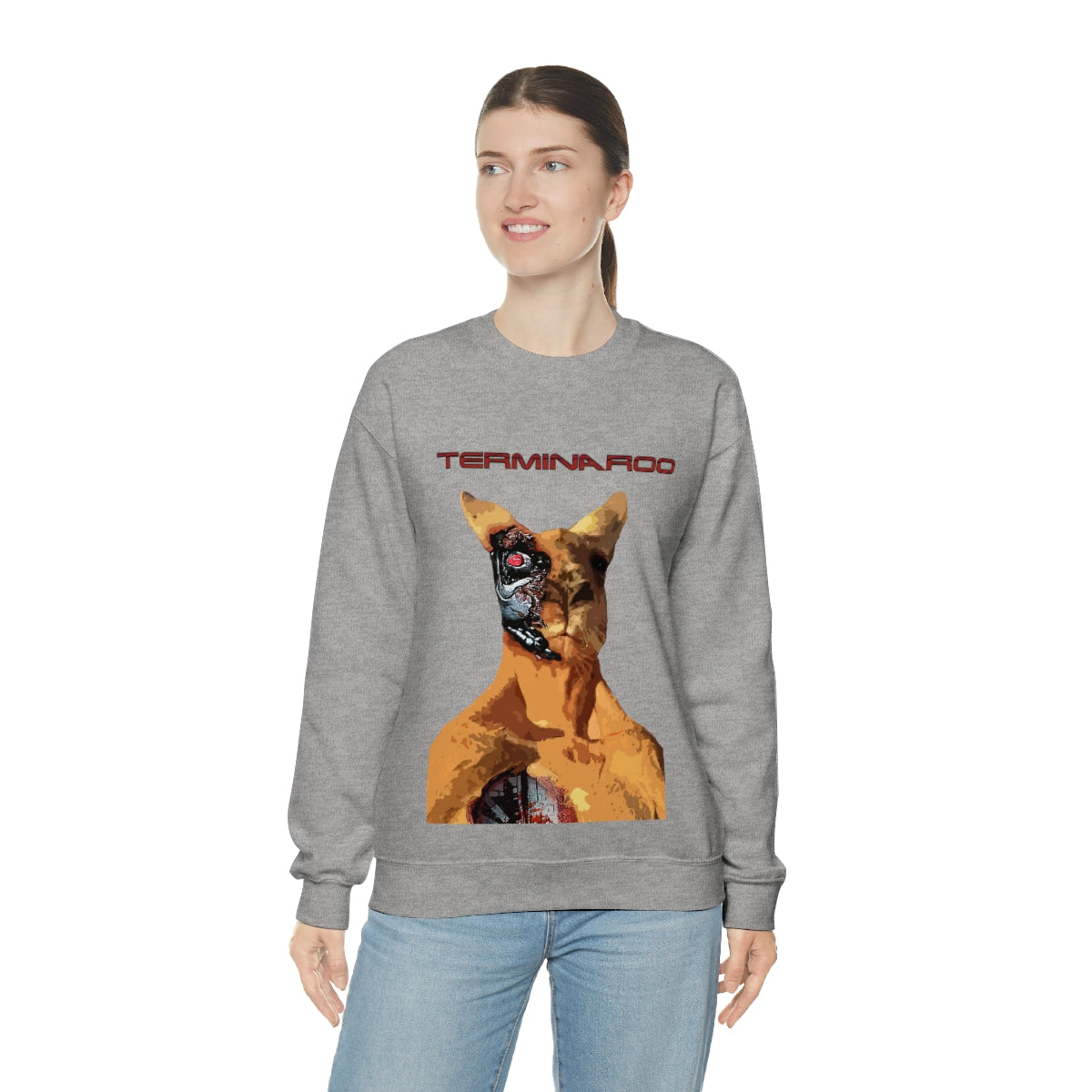 The Terminator Kangaroo Headshot- Unisex Heavy Blend™ Crewneck Sweatshirt