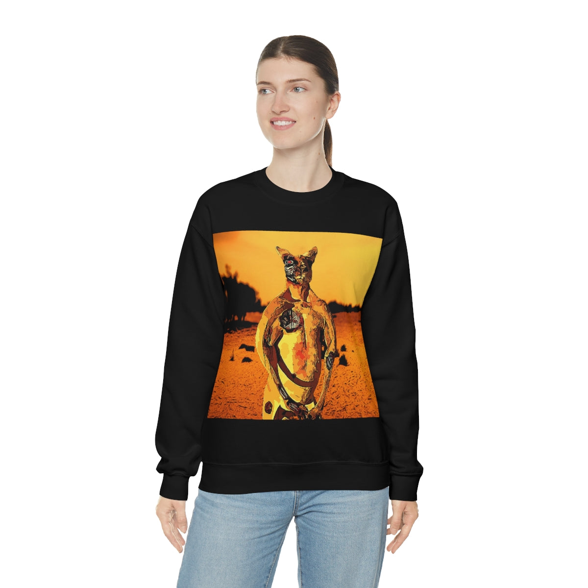 The Terminator Kangaroo in the Aussie Outback- Unisex Heavy Blend™ Crewneck Sweatshirt