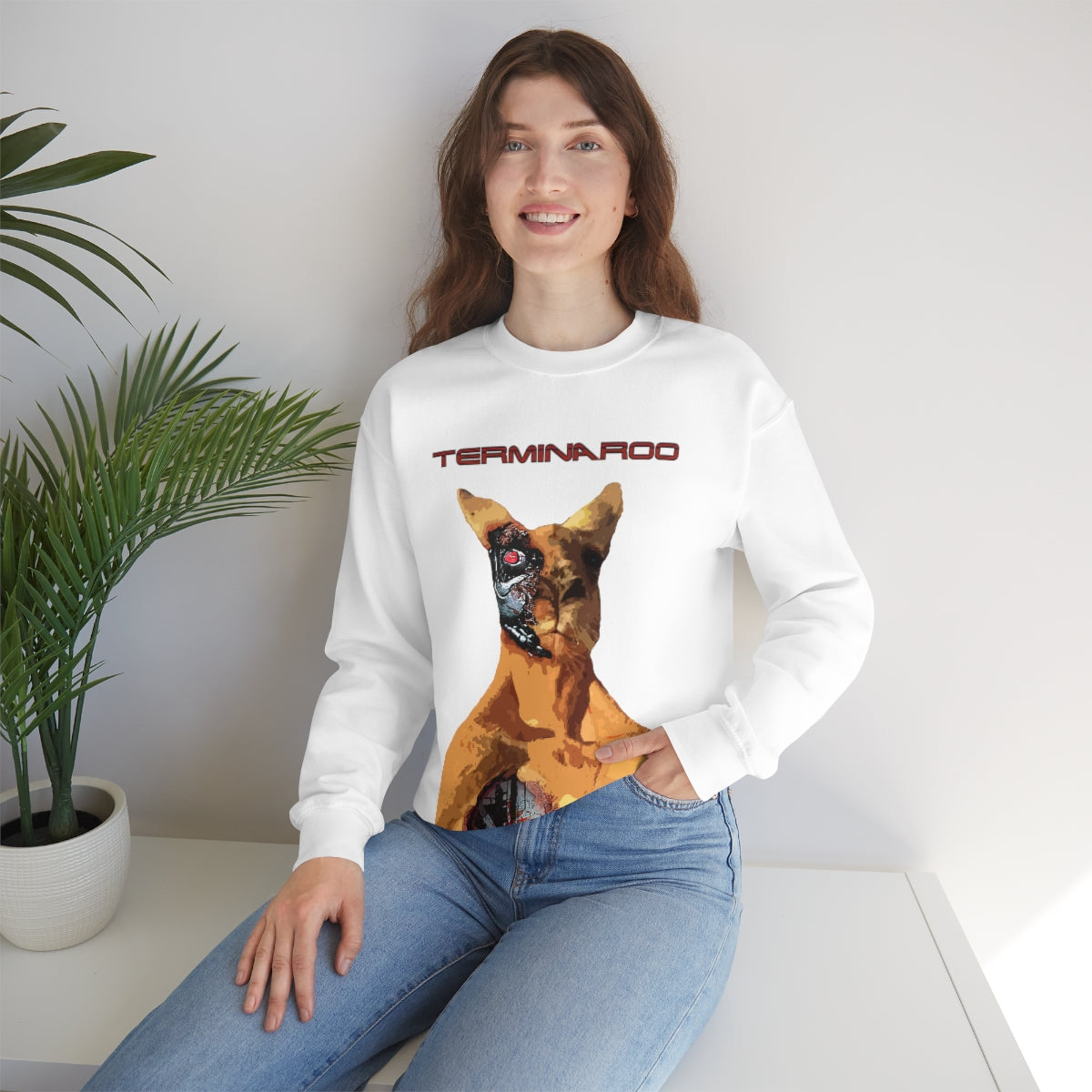 The Terminator Kangaroo Headshot- Unisex Heavy Blend™ Crewneck Sweatshirt