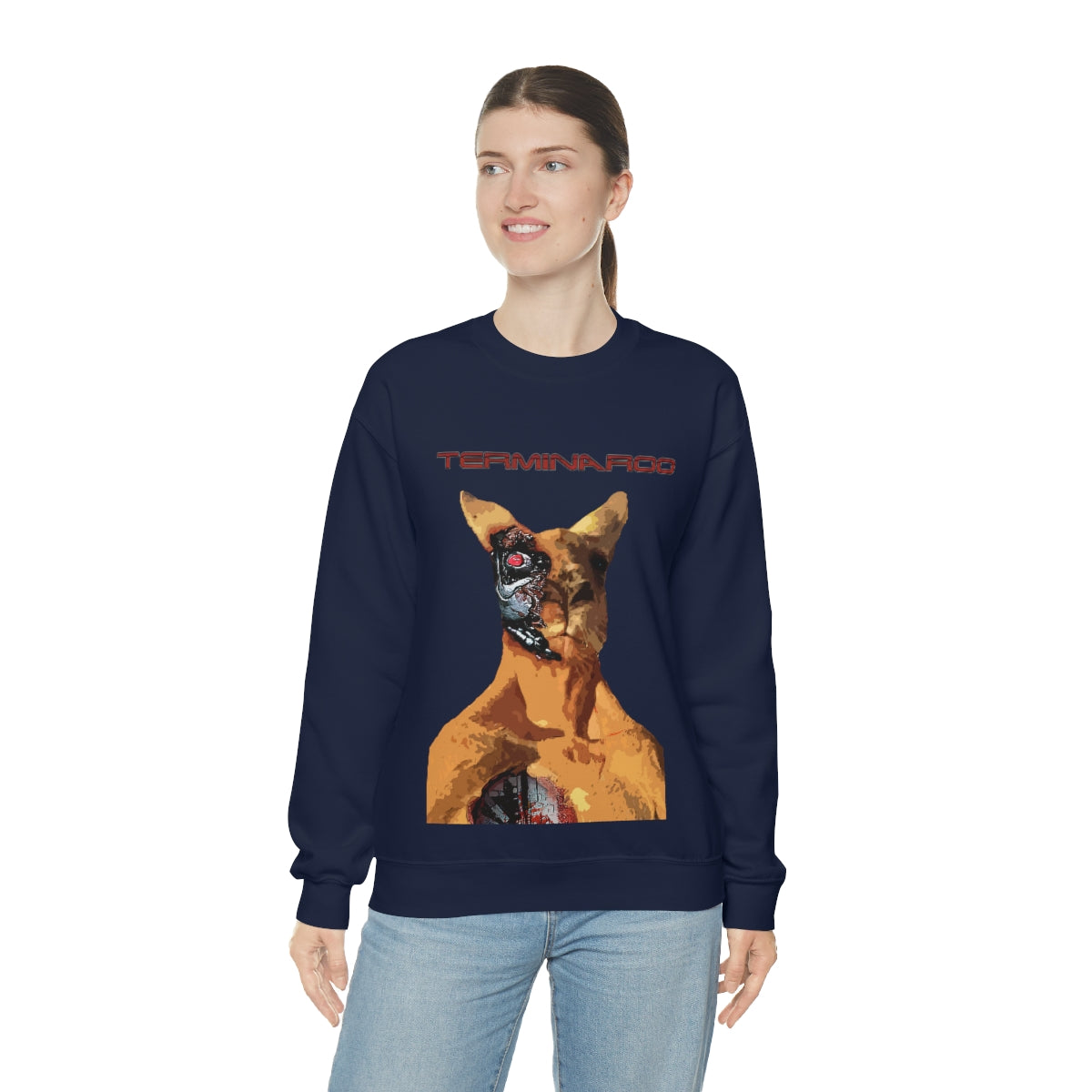 The Terminator Kangaroo Headshot- Unisex Heavy Blend™ Crewneck Sweatshirt